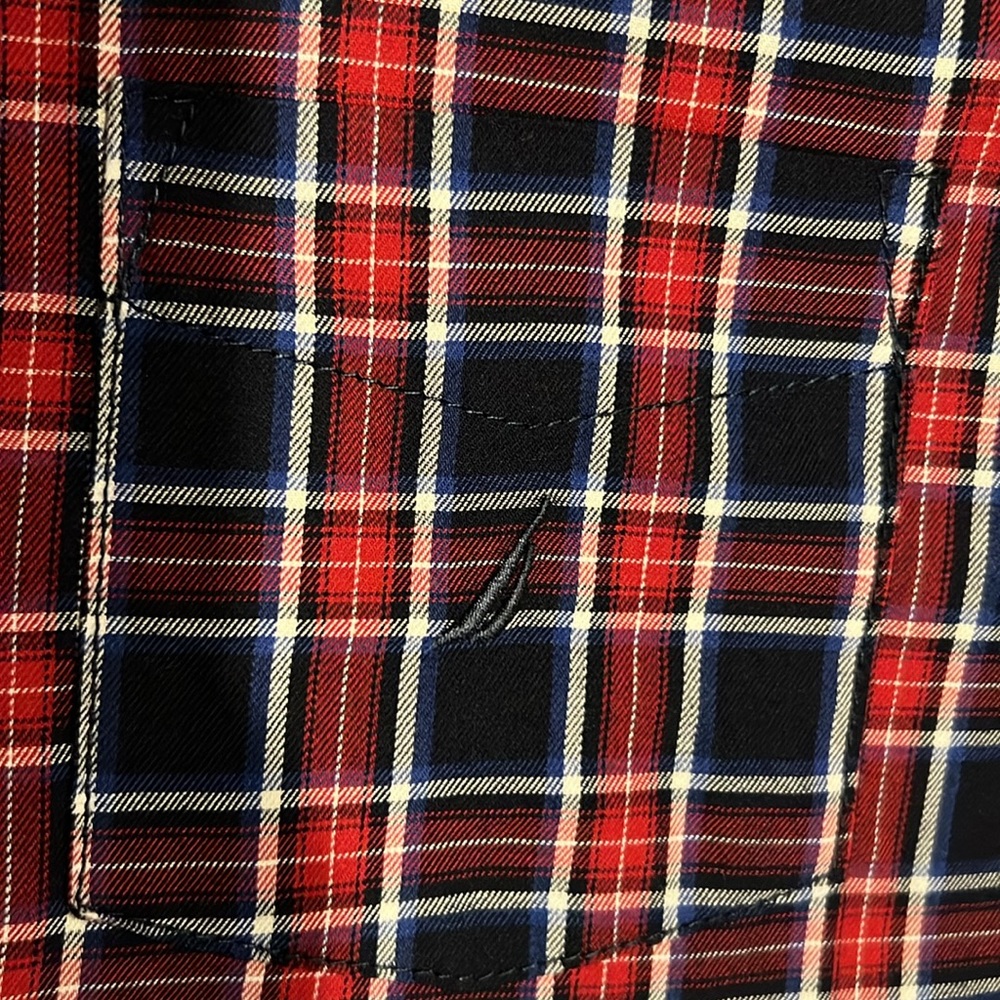 Nautica Plaid Long Sleeve Button Up Top Red, White and Blue Sz L 14/16 - Picture 6 of 7